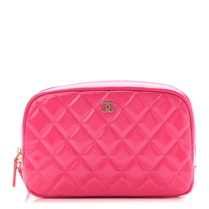 Chanel Patent Quilted Medium Curvy Pouch Cosmetic Case Pink 1 of 7