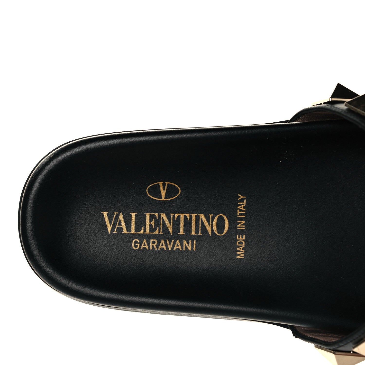Valentino Garavani Calfskin Rockstud Flat Slide Sandals 37 Black 7 of 8