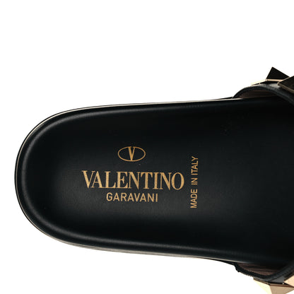 Valentino Garavani Calfskin Rockstud Flat Slide Sandals 37 Black 7 of 8
