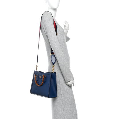 Gucci Textured Dollar Calfskin Web Small Diana Tote Bag Royal Crop 2 of 10