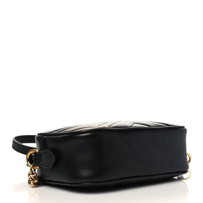 Gucci Calfskin Matelasse Mini GG Marmont Chain Shoulder Bag Black 4 of 7