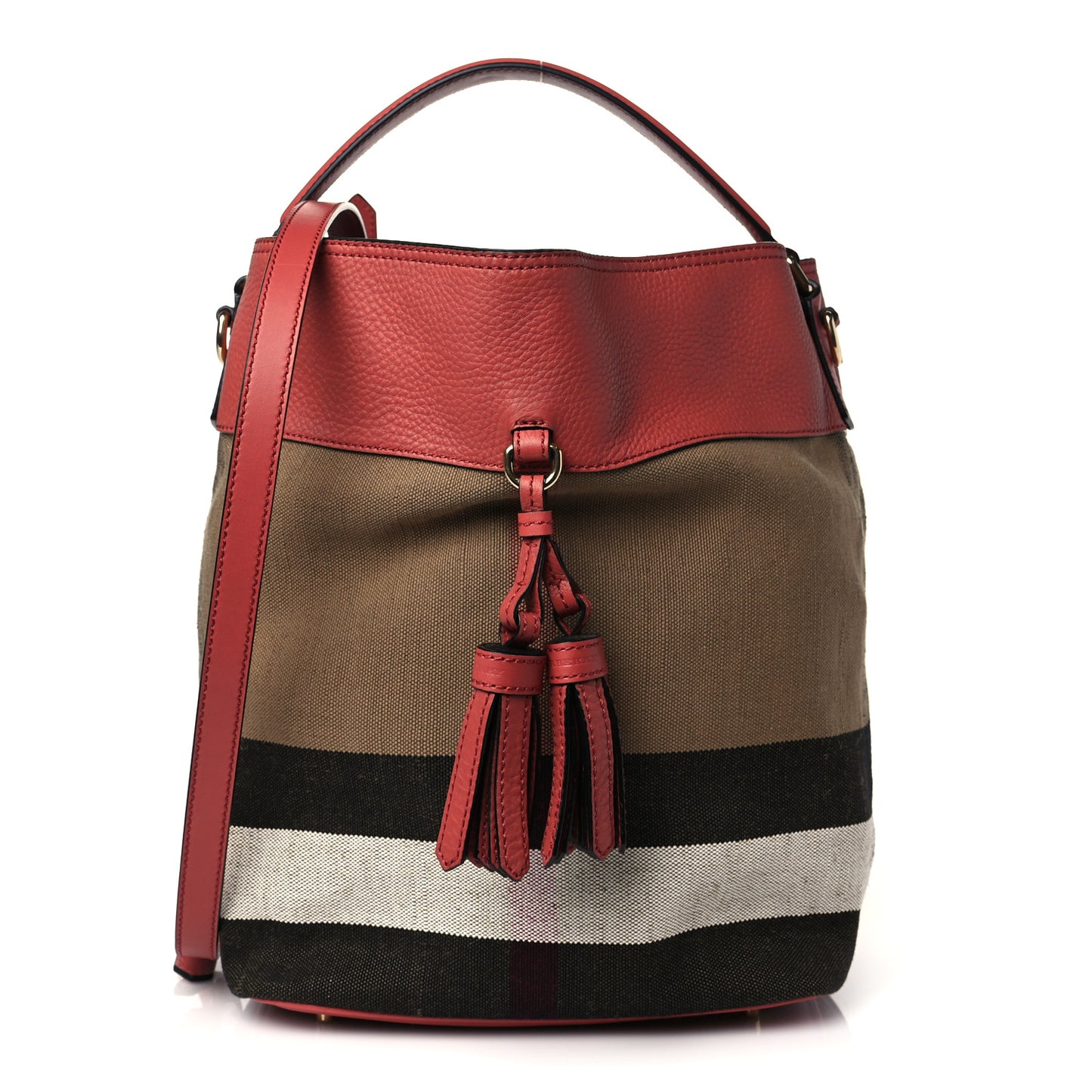 Canvas Mega Check Medium Ashby Tassel Hobo Cinnamon Red