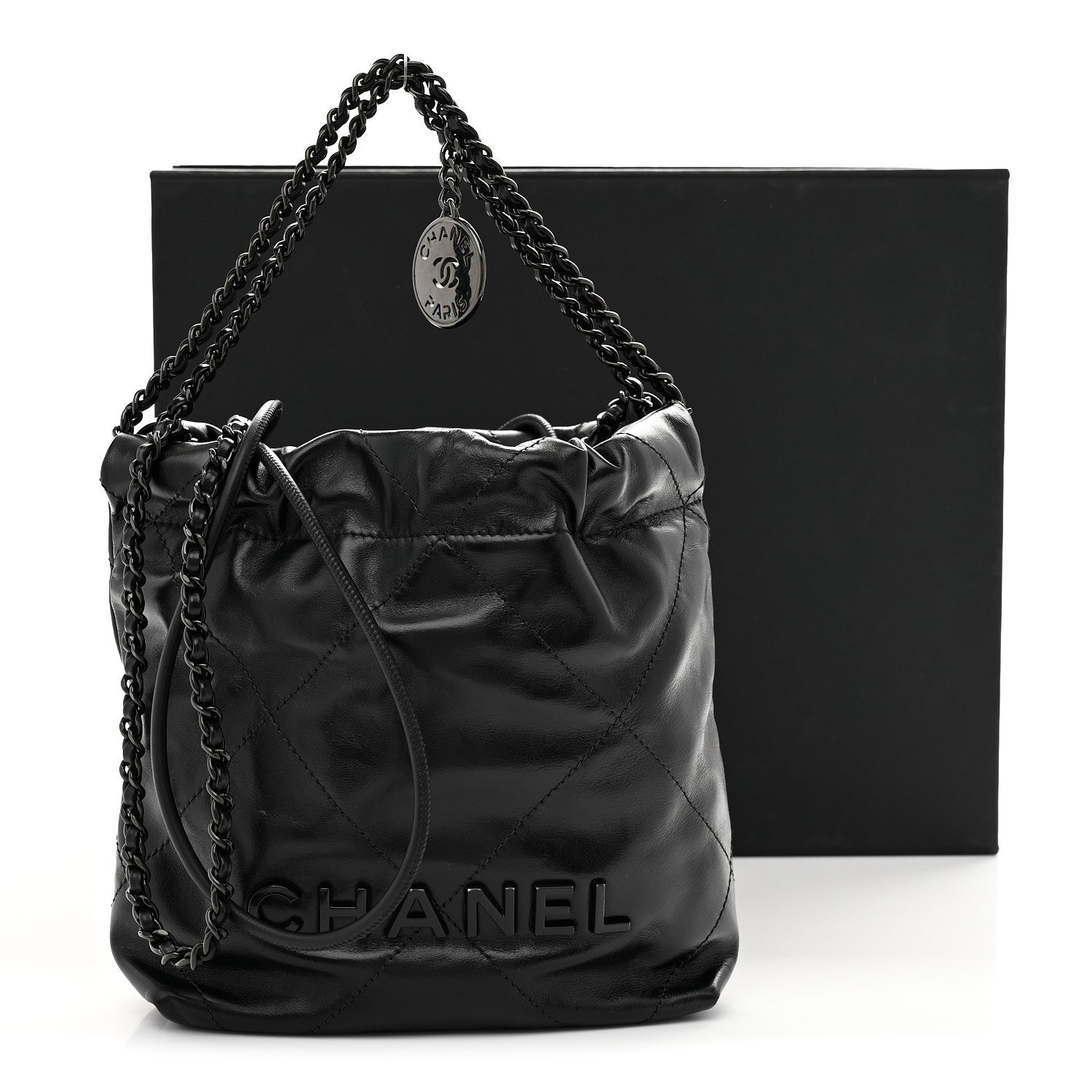 Chanel Shiny Calfskin Quilted Mini Chanel 22 So Black 11 of 11