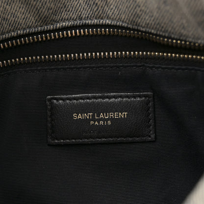 Saint Laurent Denim Quilted Small Loulou Puffer Monogram Chain Satchel Azur 6 of 12