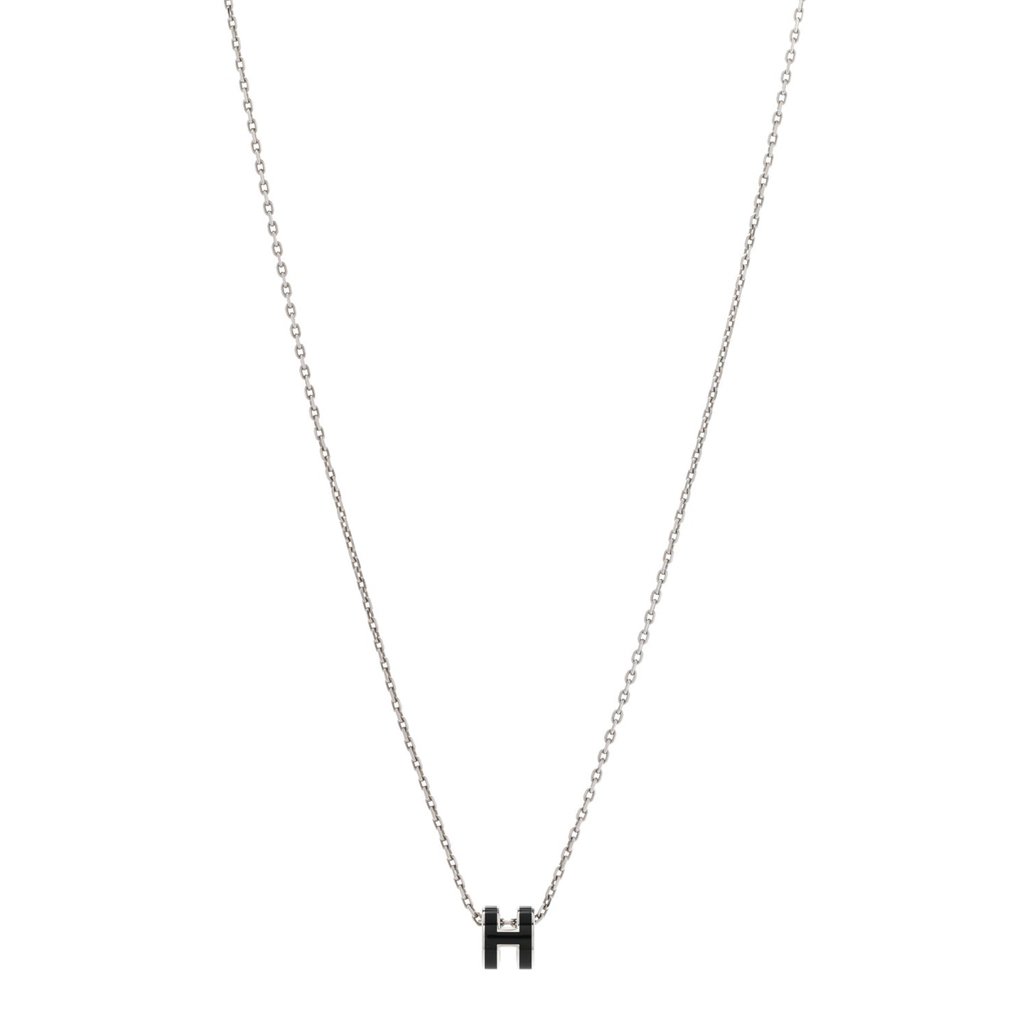 Lacquered Palladium Mini Pop H Pendant Necklace Black