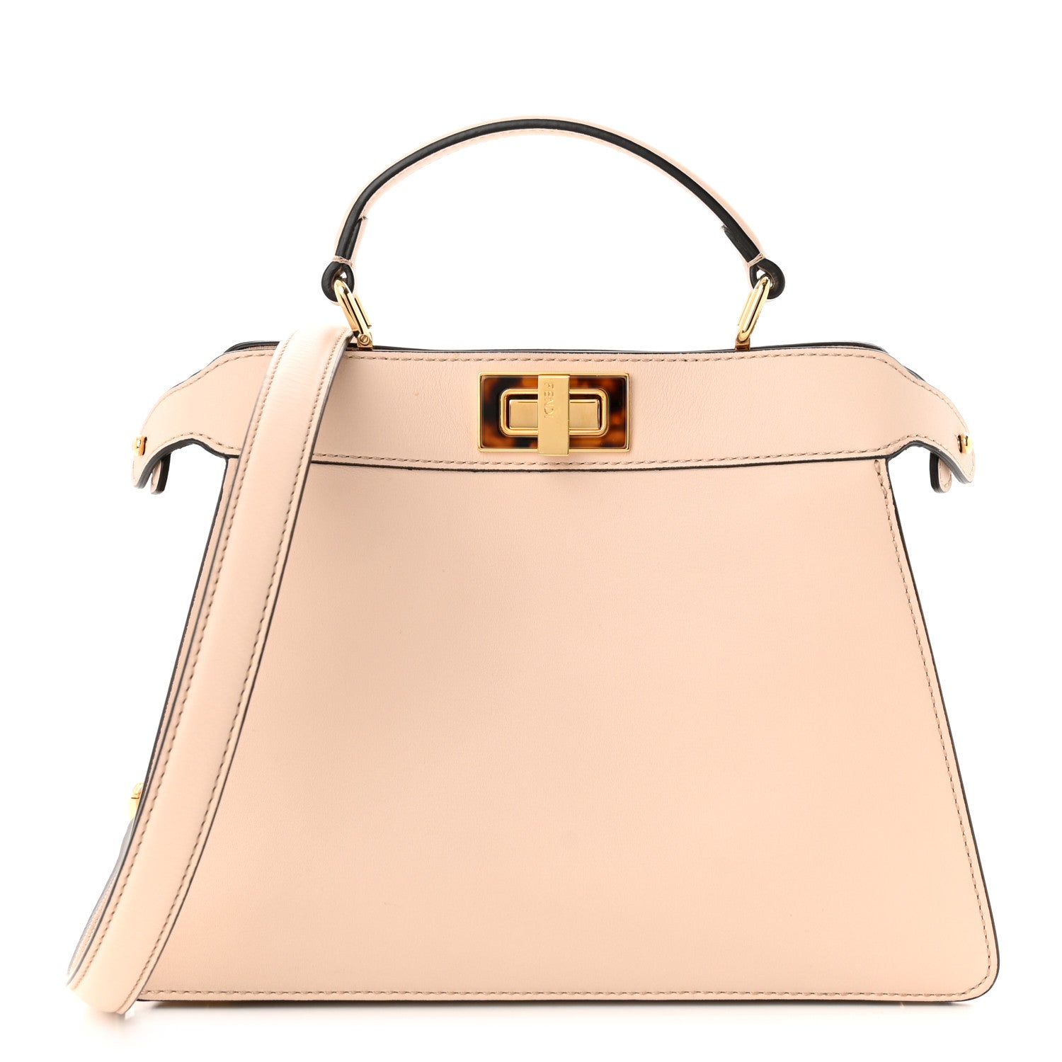 Fendi Vitello Seta Shiny Nappa Plexiglass Small Peekaboo I SEE U Satchel Poudre 1 of 10