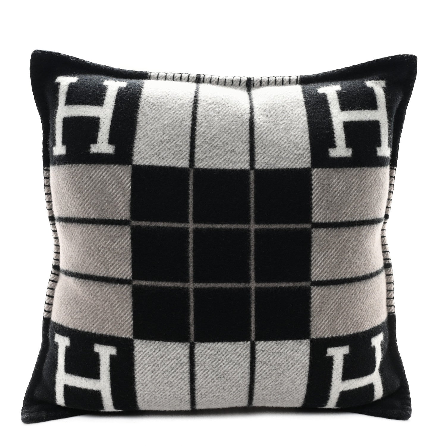 Hermes Wool Cashmere Avalon III Pillow PM Ecru Black 1 of 3