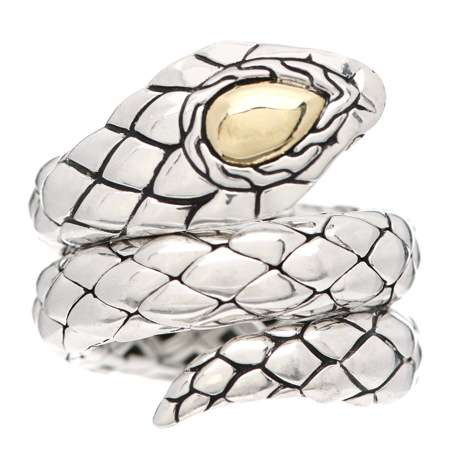 Sterling Silver 18K Yellow Gold Legends Cobra Coil Ring 54 6.75