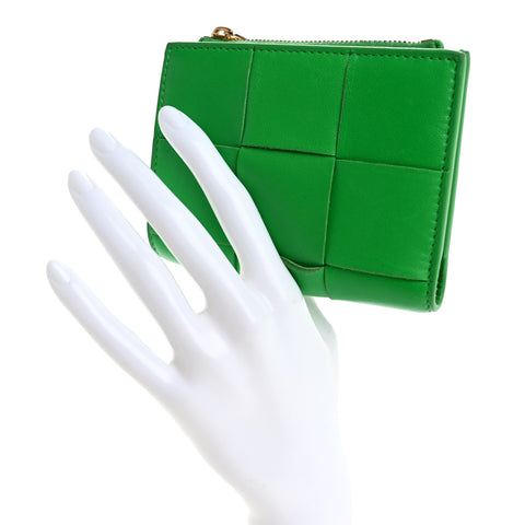 Nappa Maxi Intrecciato Zip Card Holder Parakeet