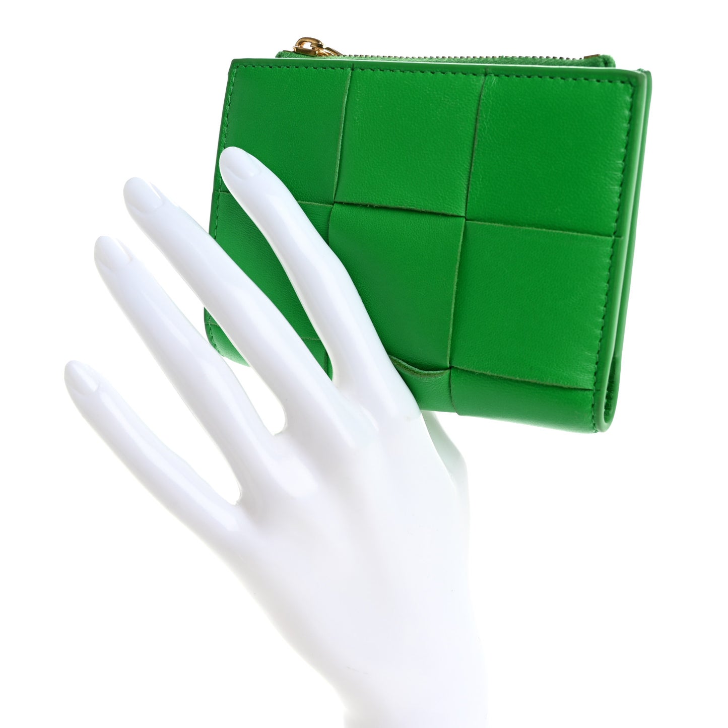 Nappa Maxi Intrecciato Zip Card Holder Parakeet