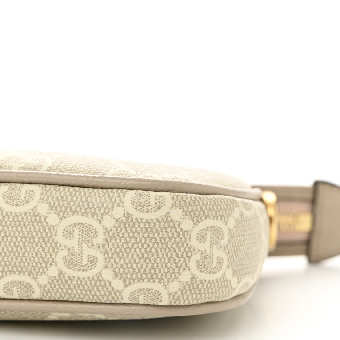 GG Supreme Monogram Textured Dollar Calfskin Web Mini Ophidia GG Handbag Beige Mystic White Oatmeal