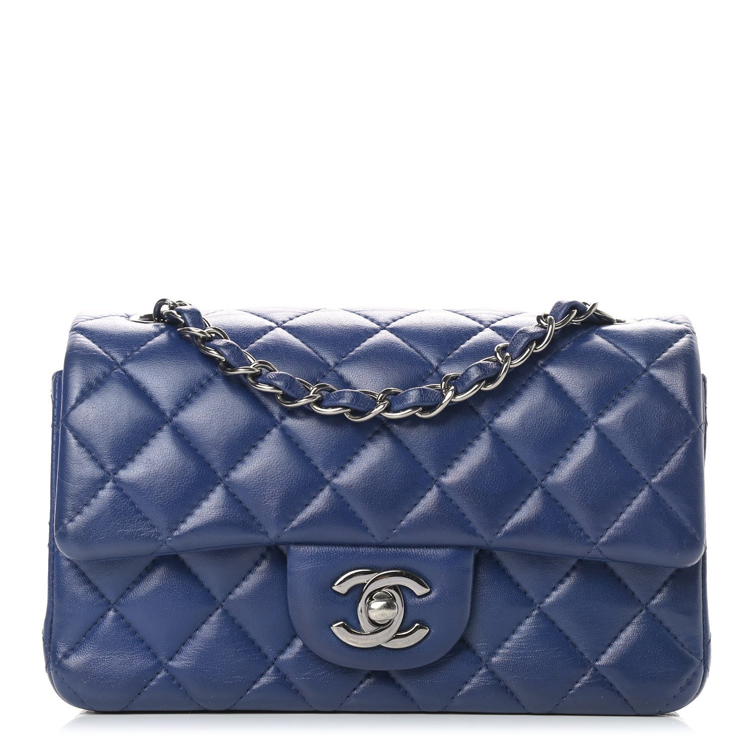 Chanel Lambskin Quilted Mini Rectangular Flap Dark Blue 1 of 11