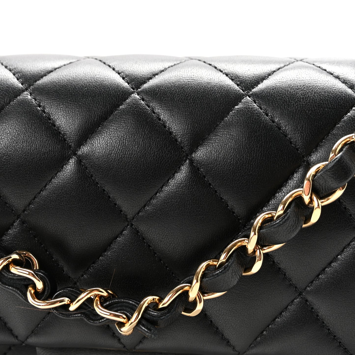 Lambskin Quilted Small Double Flap Black