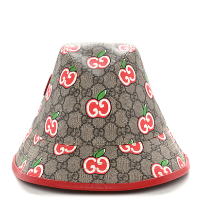 Gucci GG Supreme Monogram Apple Textured Dollar Calfskin Retro Interlocking G Fedora Pomme Bucket Hat L Beige Ebony Red 1 of 8