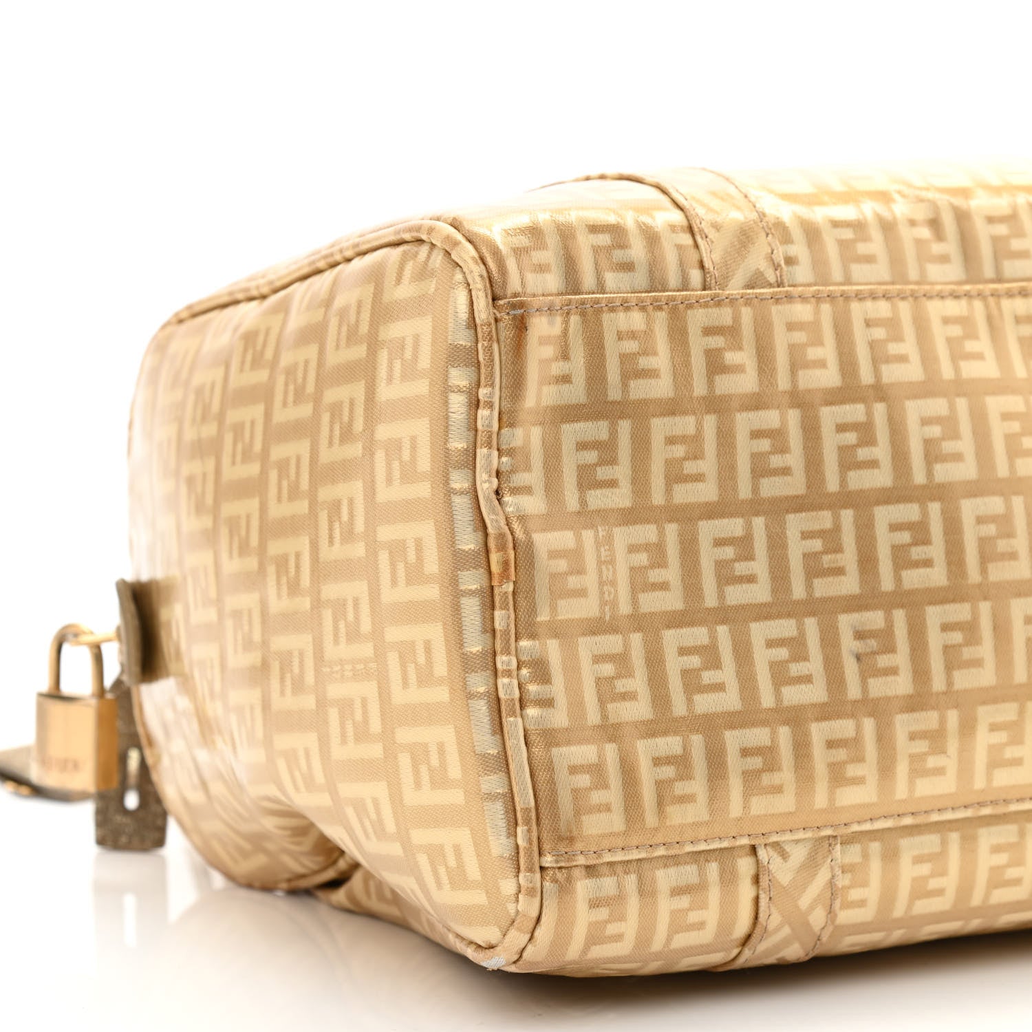 Fendi Zucchino Spalmati Small Forever Boston Gold 9 of 11