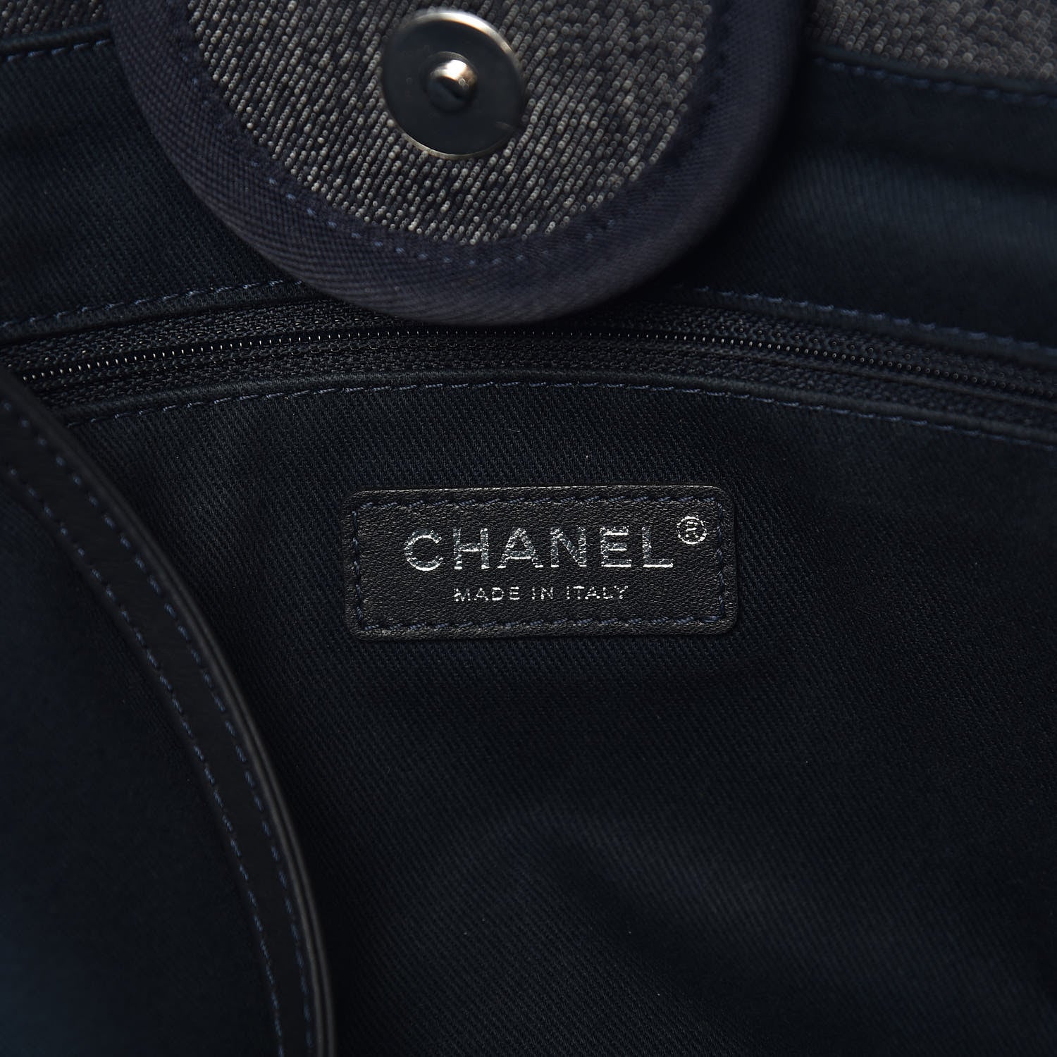 Chanel Denim Large Deauville Tote Blue Orange 5 of 10