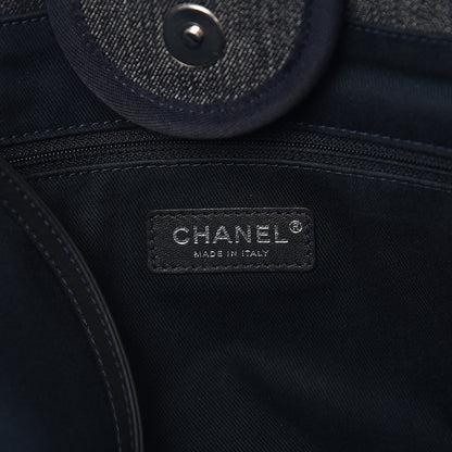 Chanel Denim Large Deauville Tote Blue Orange 5 of 10
