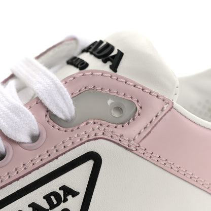 Prada Vitello Sport Spazzolato Rois Rubber Triangle Logo Perforated Womens District Low Top 30mm Sneakers 36 White Alabastro 16 of 16