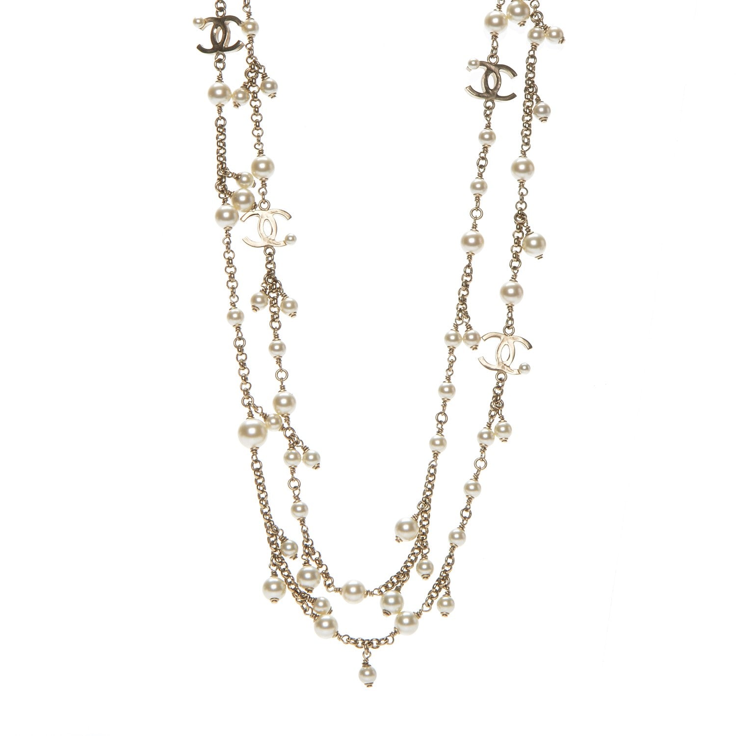 Chanel Pearl CC Long Necklace Gold 1 of 5