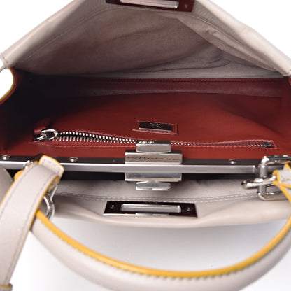 Fendi Vitello Seta Burro Medium Peekaboo Iconic Satchel Grigio Polvere Mattone 6 of 16
