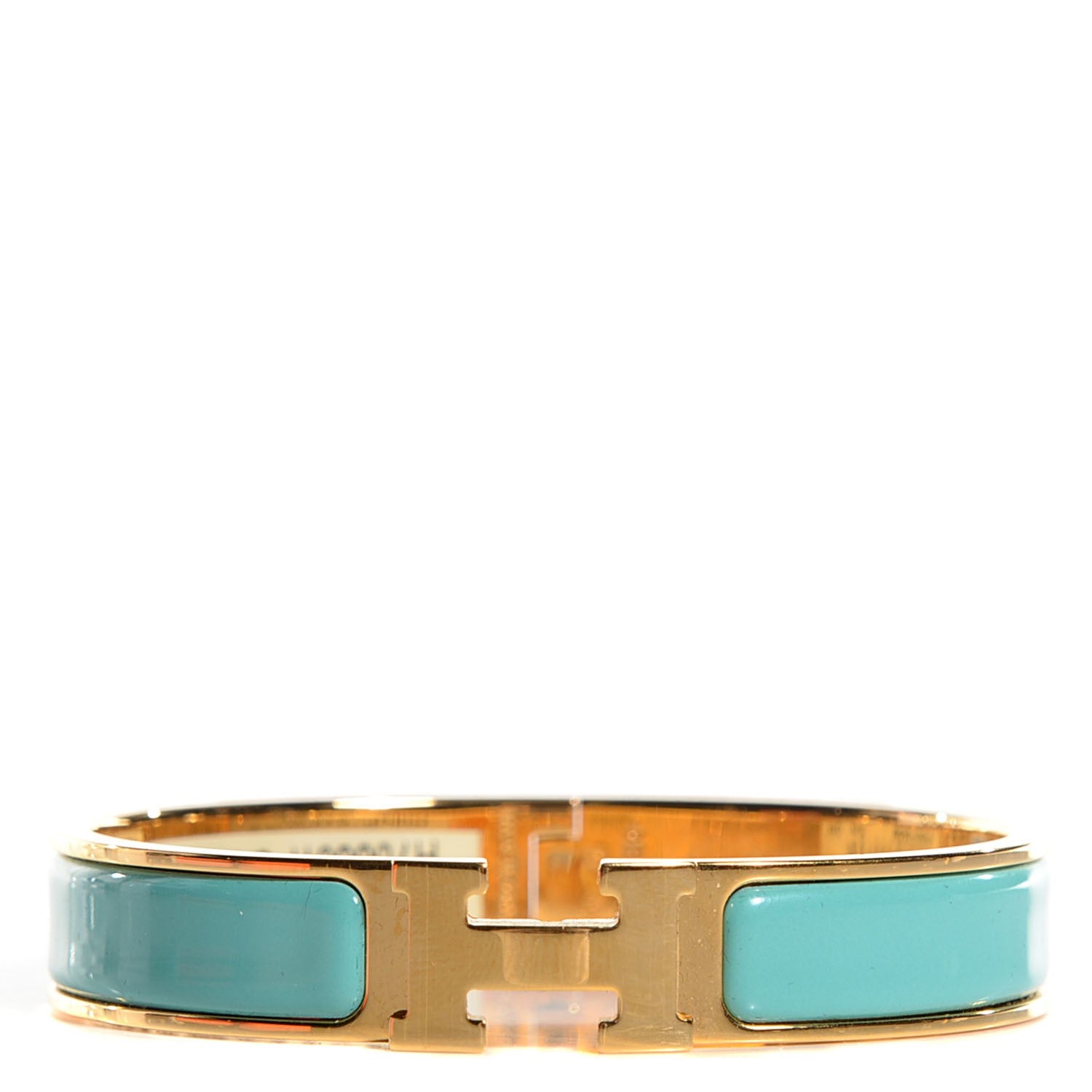 Hermes Enamel Narrow Clic Clac H Bracelet GM Bleu Atoll 1 of 8