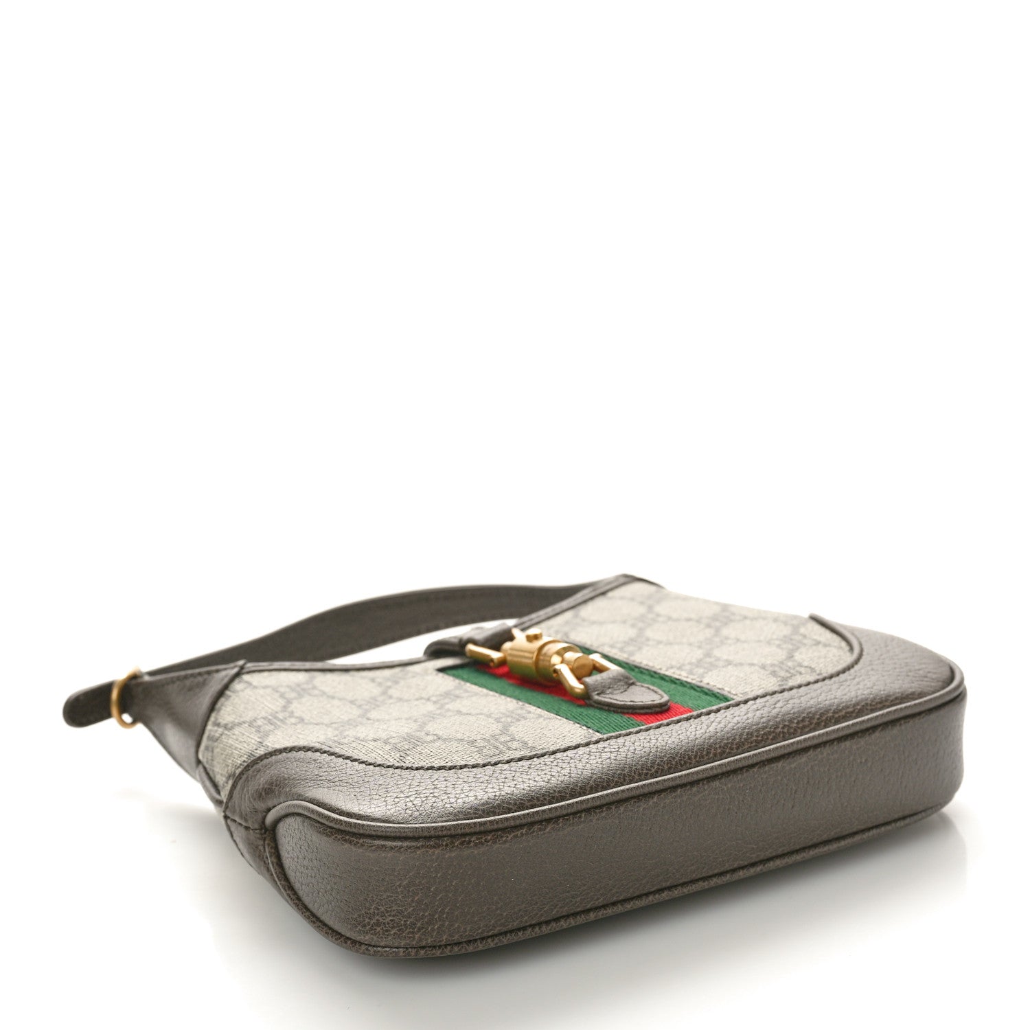 Gucci X BALENCIAGA BB Supreme Monogram Calfskin Web Mini Jackie 1961 Hobo Beige Ebony 4 of 10
