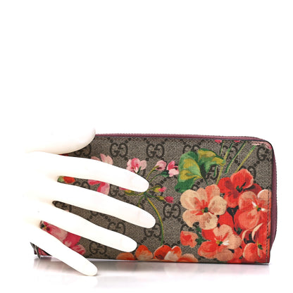 Gucci GG Supreme Monogram Blooms Zip Around Wallet Beige Multicolor Dry Rose 2 of 11