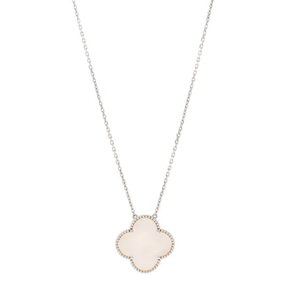 Van Cleef & Arpels 18K White Gold Mother of Pearl Magic Alhambra Pendant Necklace 1 of 5