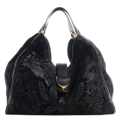 Gucci Brocade Large Stirrup Shoulder Bag Black 1 of 7