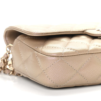 Chanel Iridescent Caviar Quilted Flap Phone Holder With Chain Beige 9 of 10