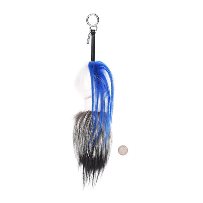 Fendi Mink Fox Goat Fur Karlito Bag Charm Blue 2 of 4