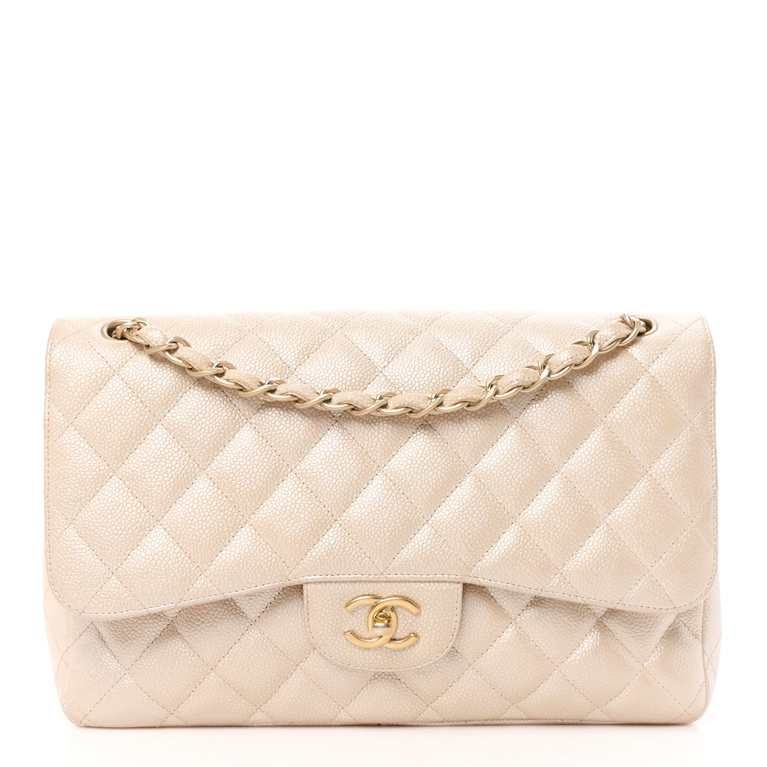 Chanel Iridescent Caviar Quilted Jumbo Double Flap Beige 1 of 12