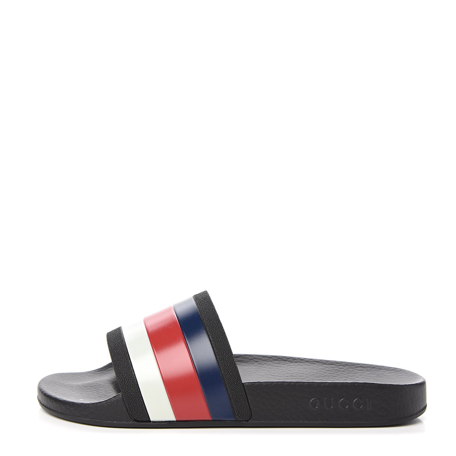 Gucci Rubber Web Mens Pool Slide Sandals 6 Black Mystic White Hibiscus Red Marine 1 of 8