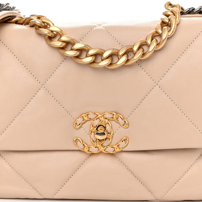Chanel Lambskin Quilted Medium Chanel 19 Flap Light Beige 8 of 12