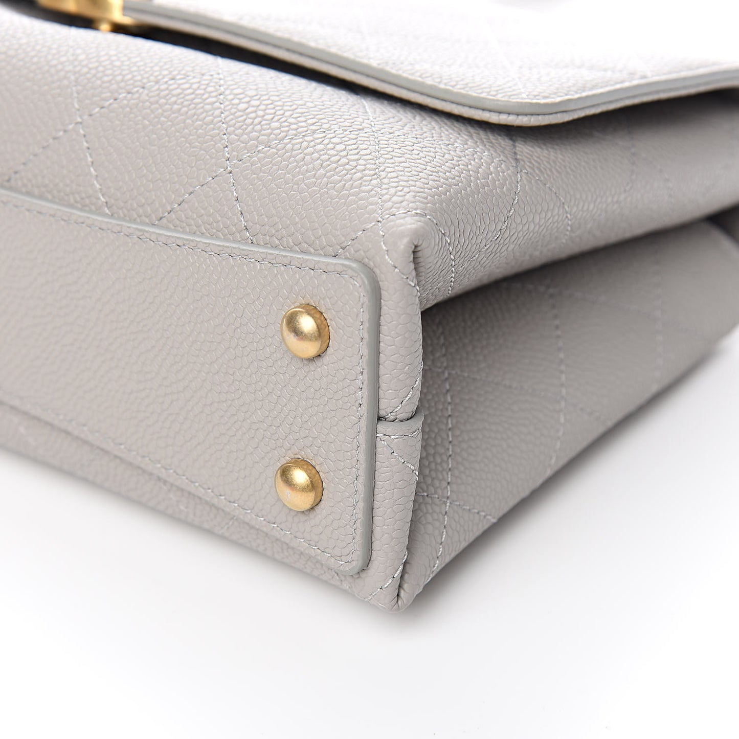 Grained Calfskin Small Stitched Flap Grey