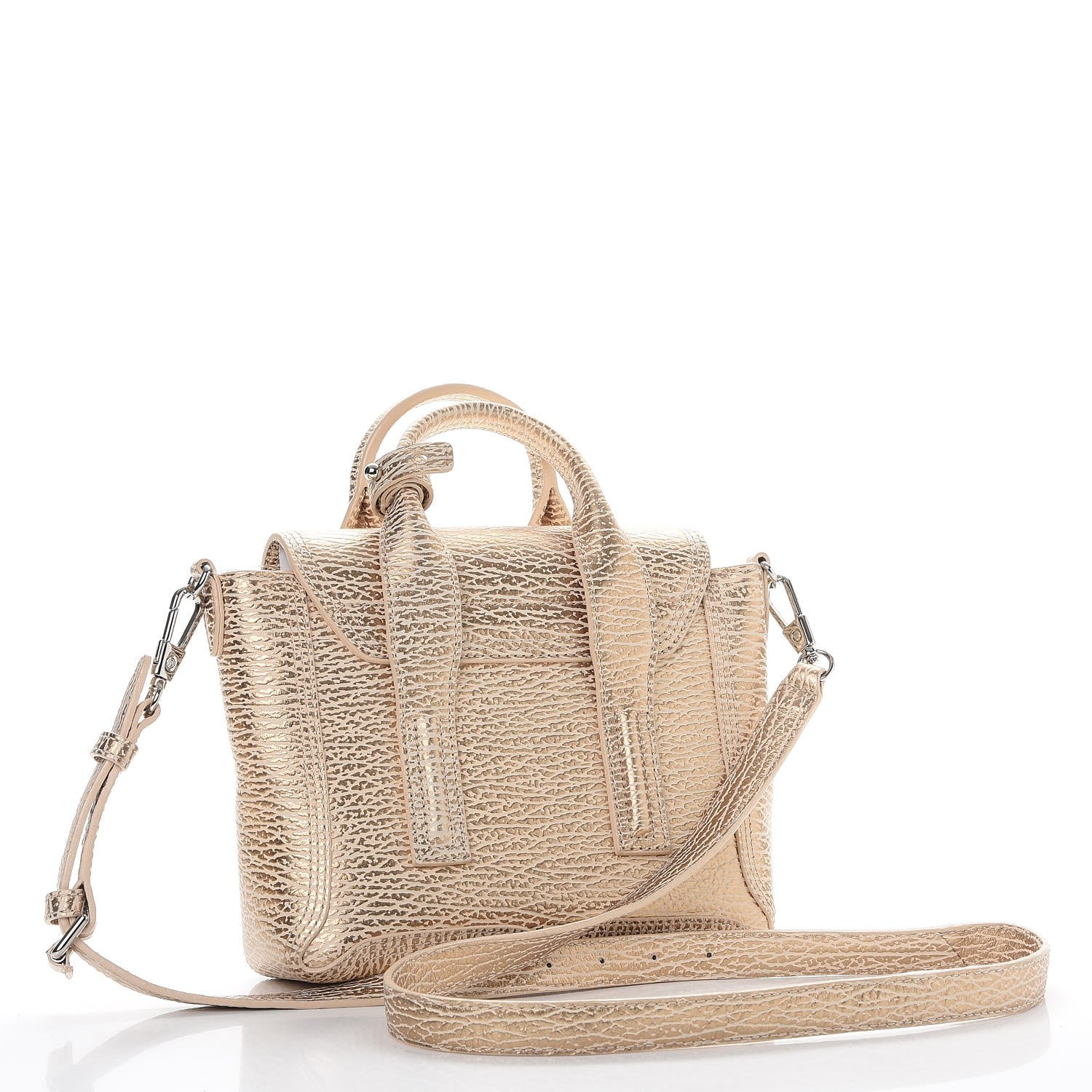 3.1 Phillip Lim 3.1 Textured Calfskin Mini Pashli Satchel Nude Platinum 3 of 8