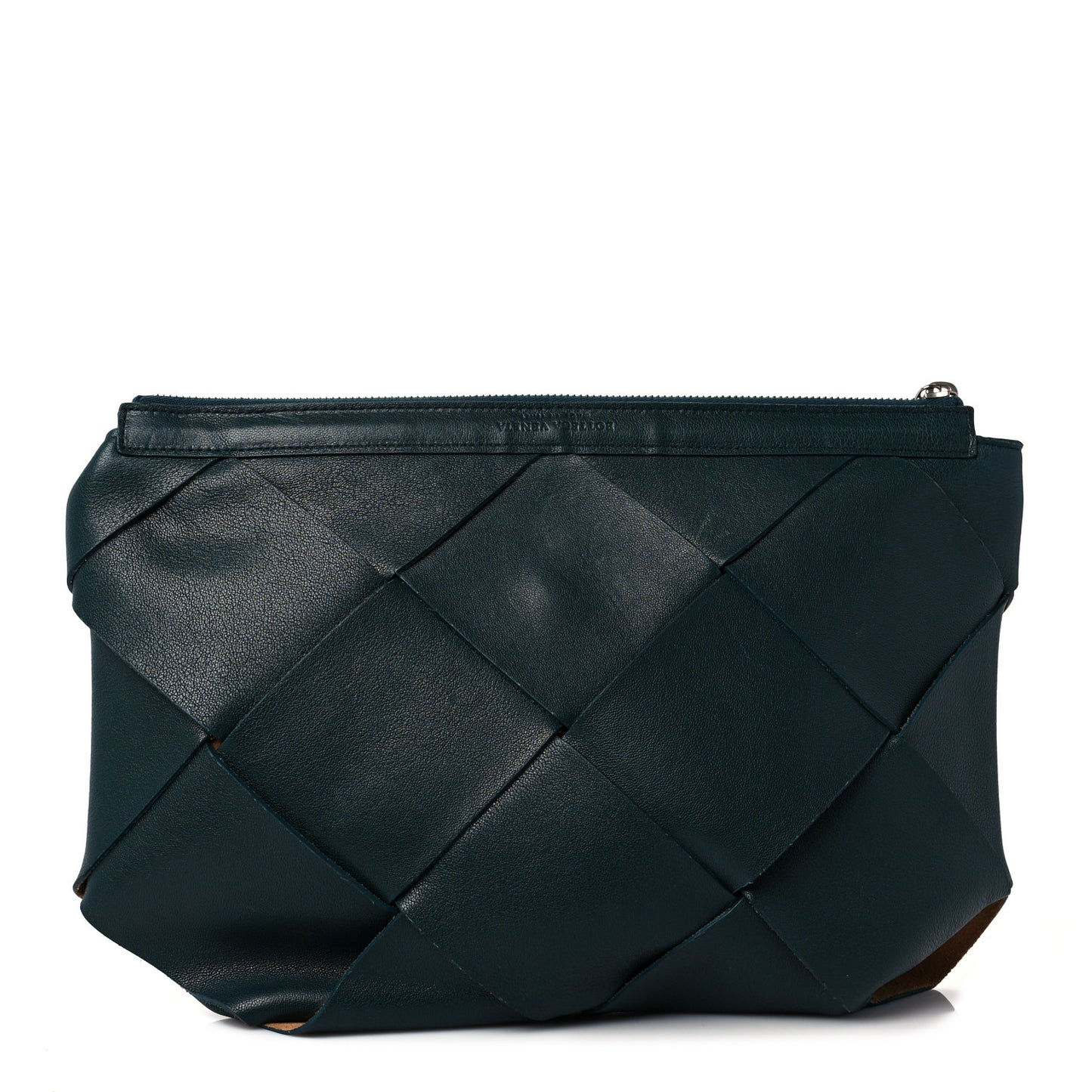 Nappa Maxi Intreccio Woven Pouch Clutch Raintree