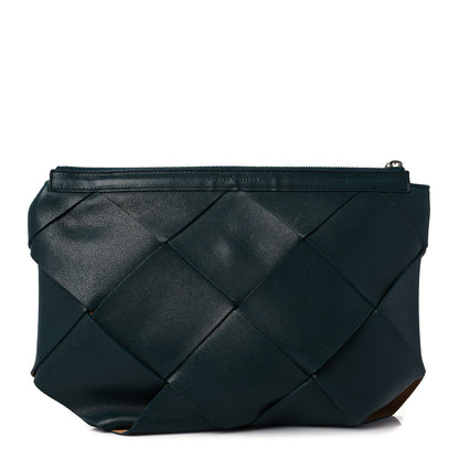Bottega Veneta Nappa Maxi Intreccio Woven Pouch Clutch Raintree 1 of 8