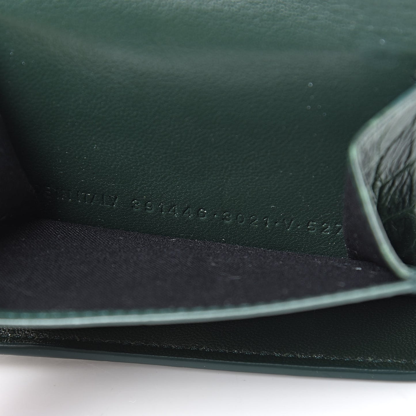 Calfskin Crocodile Embossed Mini Papier Wallet Dark Green