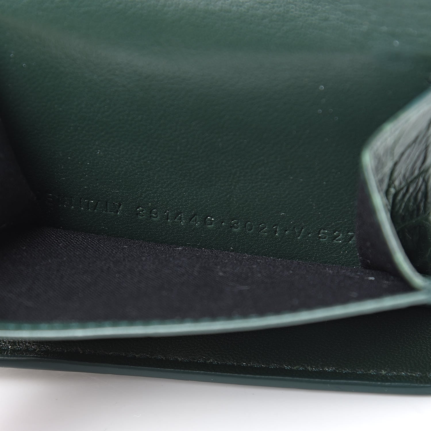 Balenciaga Calfskin Crocodile Embossed Mini Papier Wallet Dark Green 7 of 8