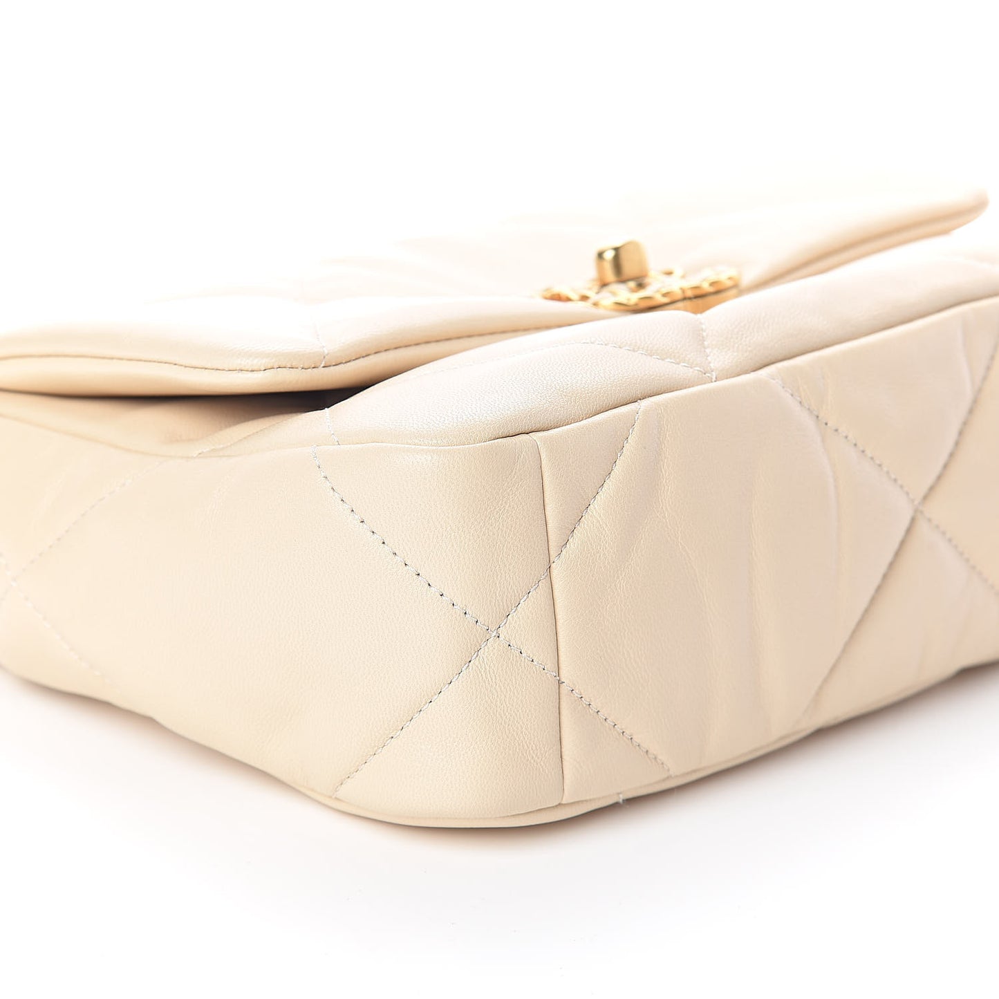 Goatskin Quilted Medium 19 Flap Beige