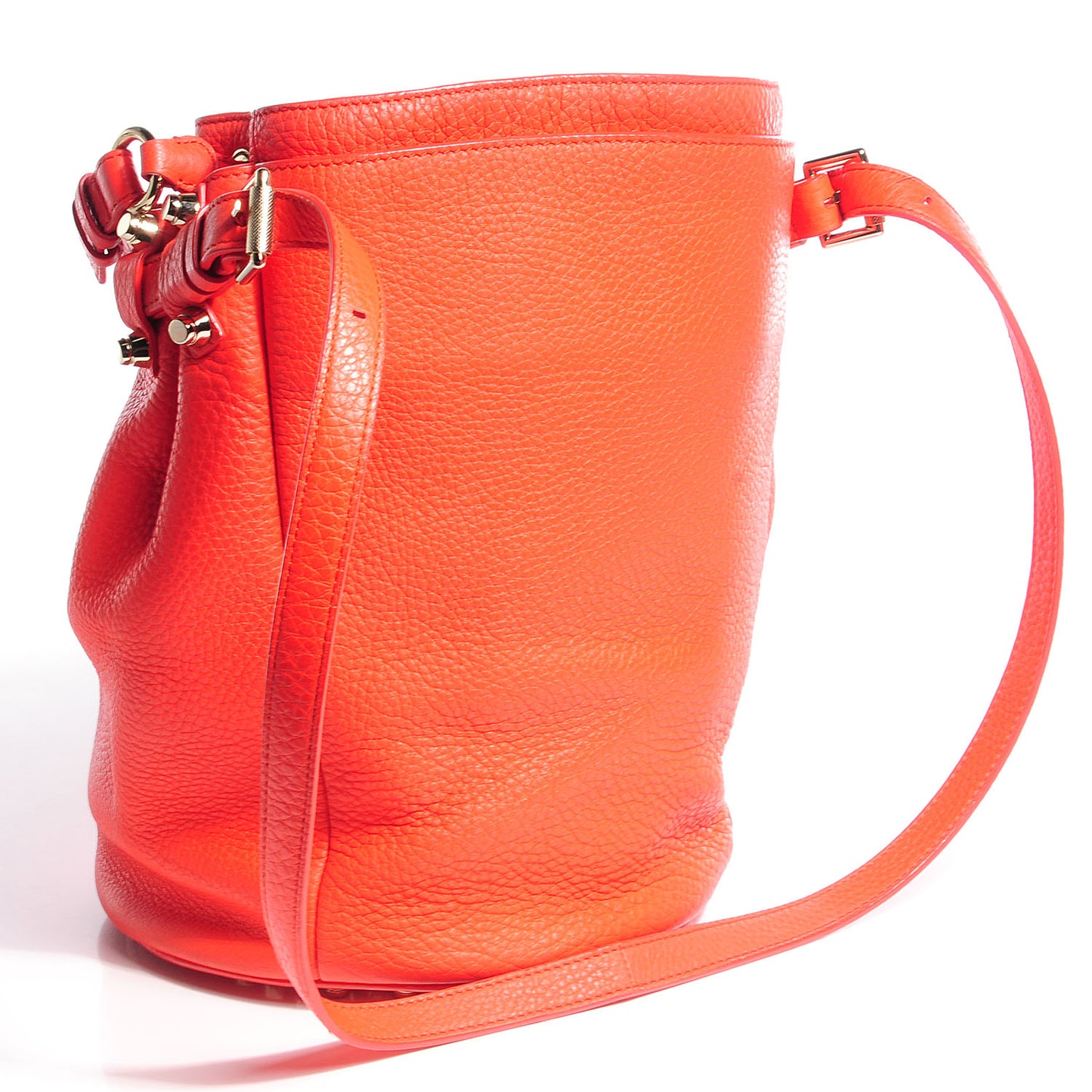 Pebbled Lambskin Diego Bucket Bag Tang w Pale Gold Hardware