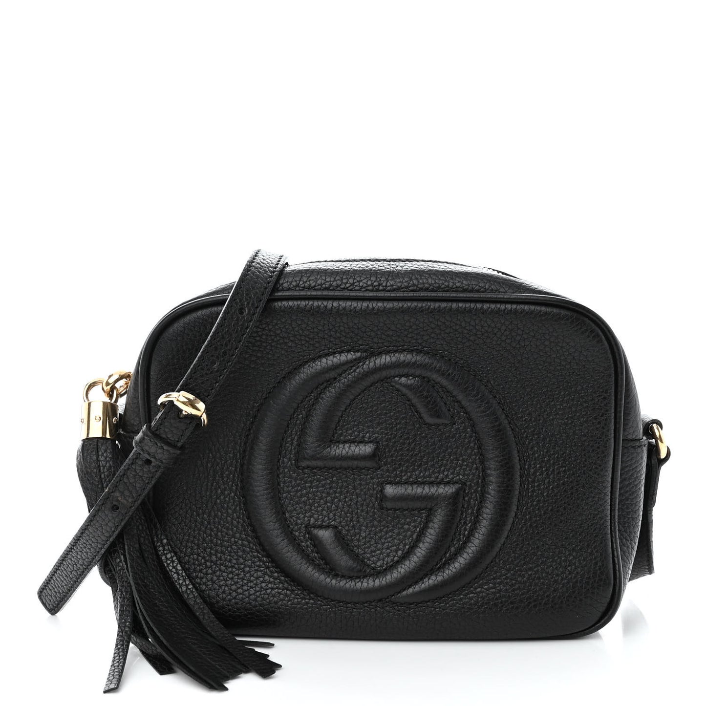 Pebbled Calfskin Small Soho Disco Bag Black