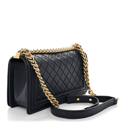 Chanel Lambskin Quilted Medium Boy Flap Dark Dark Navy 3 of 12