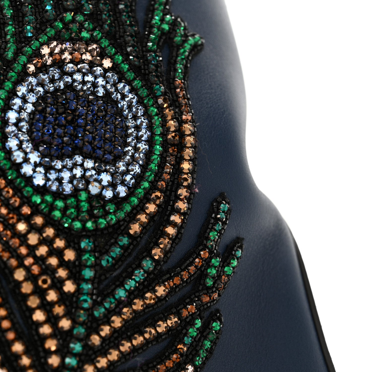 Gucci Calfskin Crystal Feather Embroidered Large Dionysus Hobo Dark Blue 13 of 14