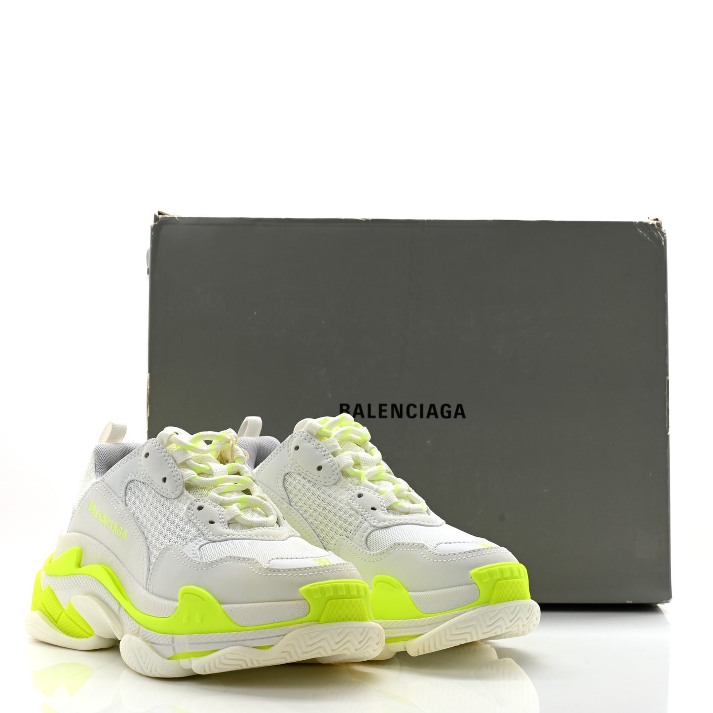 Fabric Mesh Womens Triple S Sneakers 37 Fluo Yellow White Grey