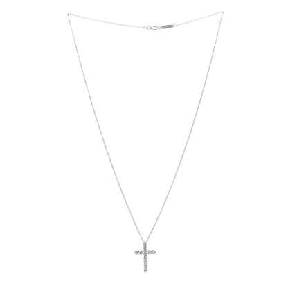 Tiffany Platinum Diamond Small Cross Pendant Necklace 3 of 6