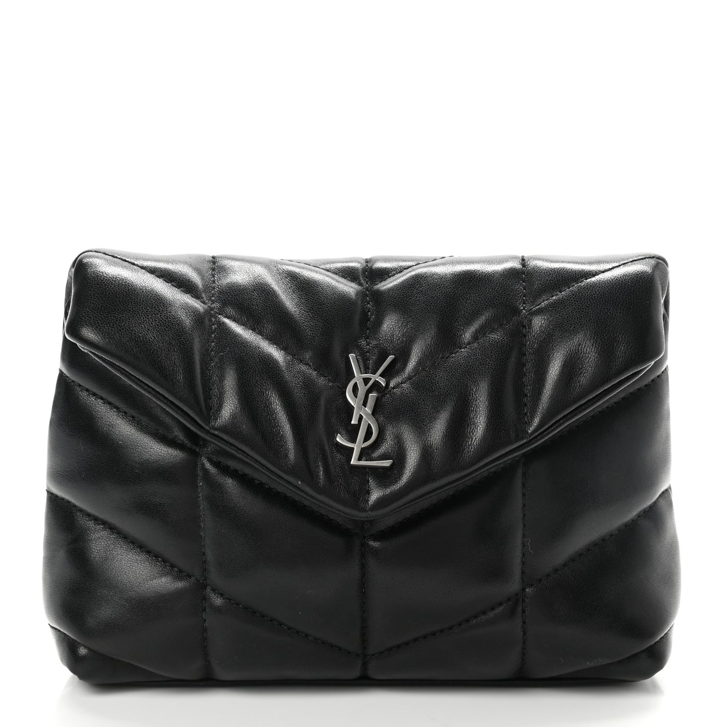 Lambskin Monogram Loulou Puffer Pouch Clutch Black