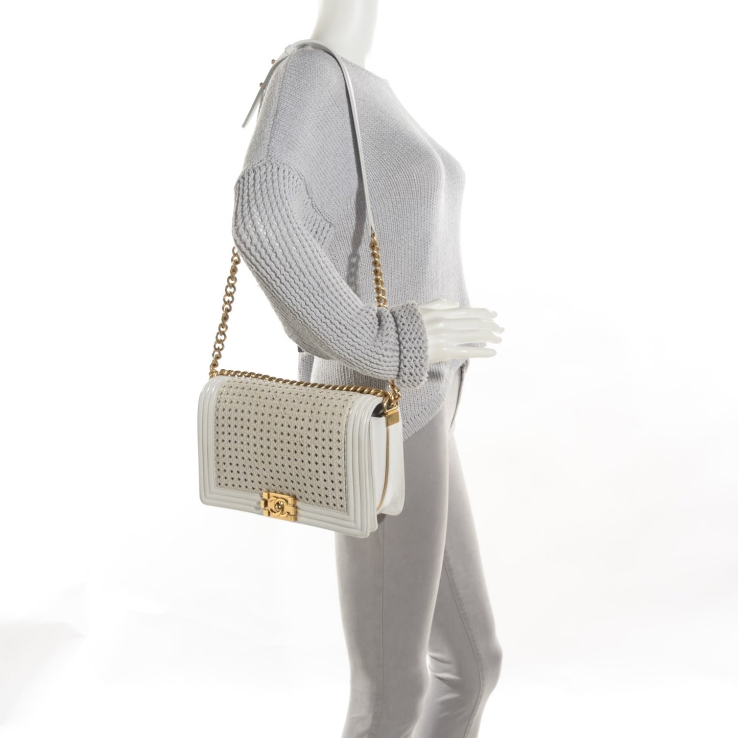 Sheepskin Braided New Medium Boy Reverso Flap White