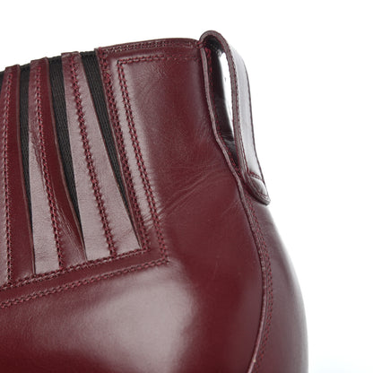 Gucci New Waxed Calfskin Mens G Medallion Toe Ankle Boots 8.5 Red Bordeaux 13 of 15